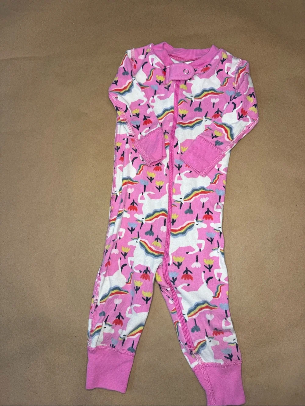 Hanna Andersson organic Pink Unicorn Zip Footless Pajamas